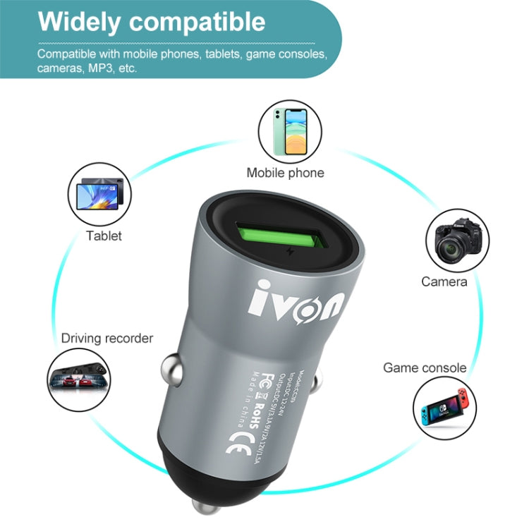 IVON CC39 18W 3.1A QC 3.0 USB Car Charger + 1m USB to 8 Pin Fast Charge Data Cable Set - In Car by IVON | Online Shopping UK | buy2fix