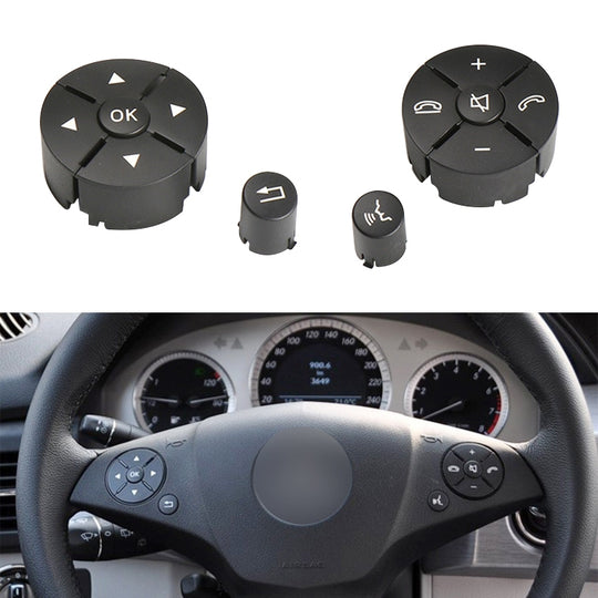 1 paire de boutons de commutation de volant de voiture, panneau pour Mercedes-Benz W204 2007 – 2014, conduite à gauche (noir)