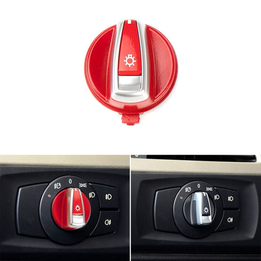 Garniture de couvercle de bouton de commutateur de phare de voiture 6131 6932 796 pour BMW X1 2009-2015, conduite à gauche (rouge)