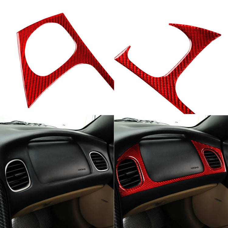 3 in 1 Carbon Fiber Car Front Passenger Seat Air Outlet Sticker Kits for Chevrolet Corvette C5 1998-2004, Left Drive(Red) - In Car by buy2fix | Online Shopping UK | buy2fix