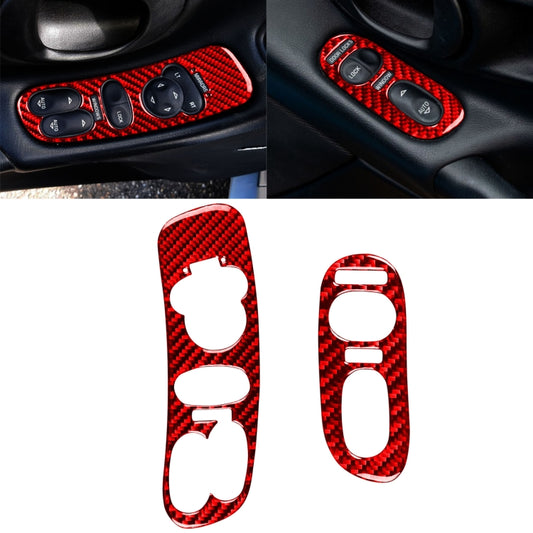 2 in 1 Car Carbon Fiber Door Control Panel Sticker Set B for Chevrolet Corvette C5 1998-2004, Left Drive(Red) by buy2fix