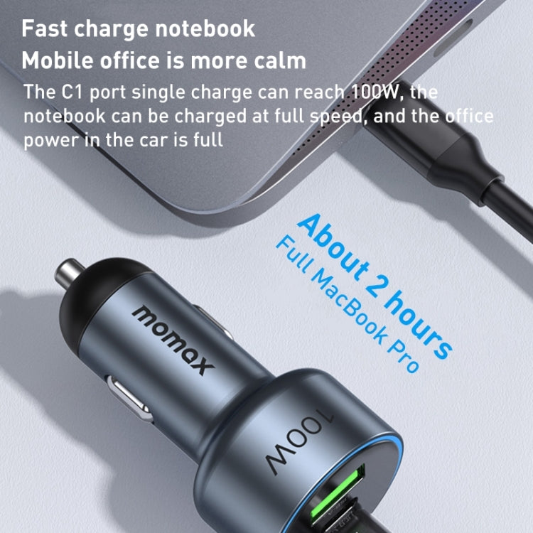 MOMAX UC17E 100W USB-C / Type-C x 2 + USB Three Ports Car Charger - In Car by MOMAX | Online Shopping UK | buy2fix