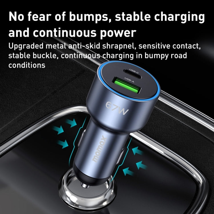 MOMAX UC16E 67W USB-C / Type-C + USB Dual Ports Car Charger - In Car by MOMAX | Online Shopping UK | buy2fix