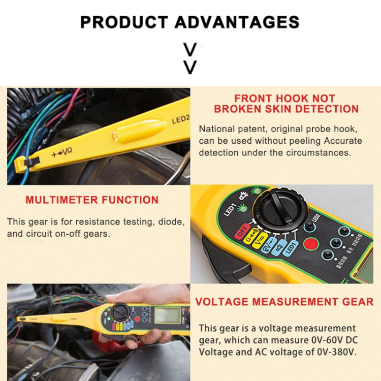 MS8211 Car Electric Circuit Tester (Yellow) - In Car by buy2fix | Online Shopping UK | buy2fix