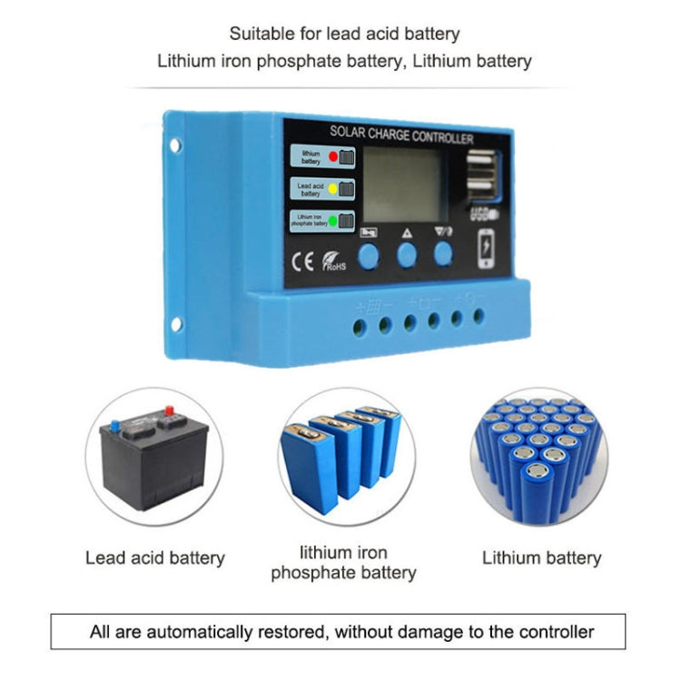 20A Solar Charge Controller 12V / 24V Lithium Lead-Acid Battery Charge Discharge PV Controller, with Indicator Light - In Car by buy2fix | Online Shopping UK | buy2fix