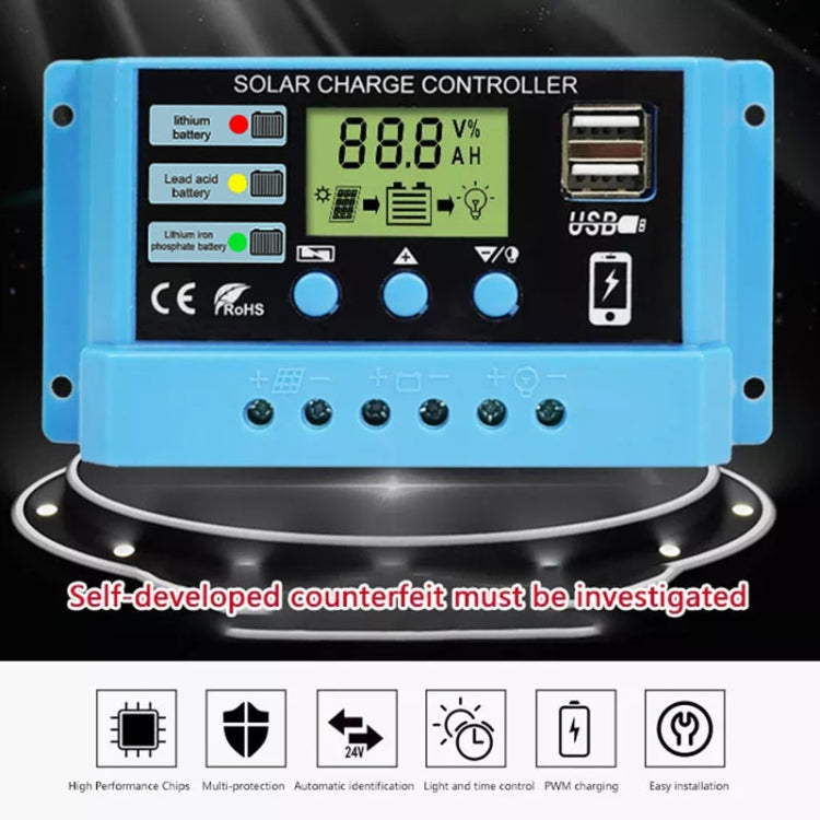 20A Solar Charge Controller 12V / 24V Lithium Lead-Acid Battery Charge Discharge PV Controller, with Indicator Light - In Car by buy2fix | Online Shopping UK | buy2fix