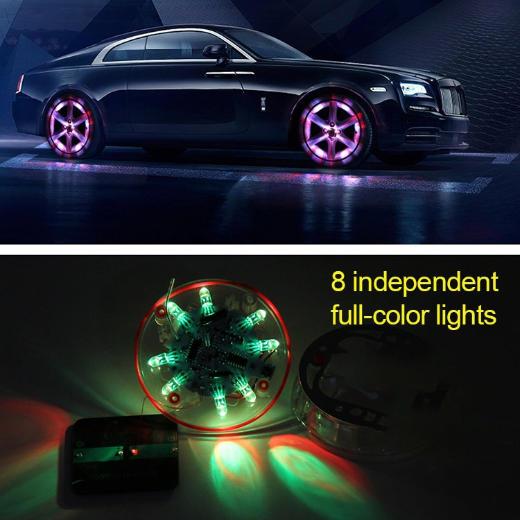 4 PCS Solar LED Car Tire Decoration Flashing Lights Colorful Wheels Hub Atmosphere Lights Wireless Remote Control - In Car by buy2fix | Online Shopping UK | buy2fix