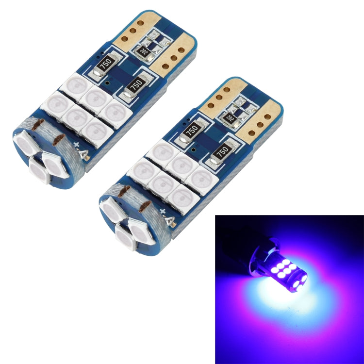 2 PCS T10 DC12 / 1W 9LEDs SMD-3030 Car Clearance Light(Blue Light) - In Car by buy2fix | Online Shopping UK | buy2fix