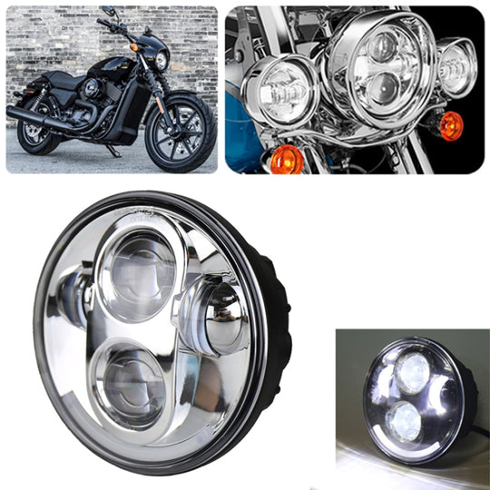 Phare de voiture LED 5,75 pouces DC12V 6000K-6500K 40W pour Harley (argent)