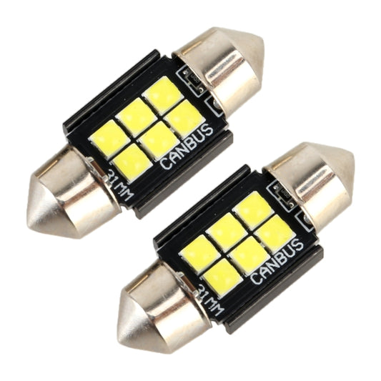 2 PCS 31mm DC12V / 2.5W / 6000K / 170LM 6LEDs SMD-3030 Car Reading Lamp Dome Light by buy2fix