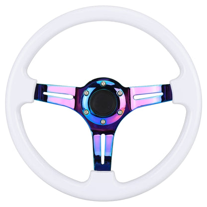 Car Colorful Modified Racing Sport Horn Button Steering Wheel, Diameter: 35cm(White) by buy2fix