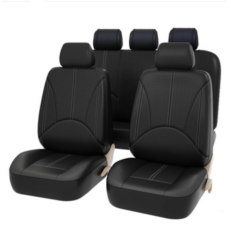9 in 1 Universal PU Leather Four Seasons Anti-Slippery Cushion Mat Set for 5 Seat Car (Black) by buy2fix