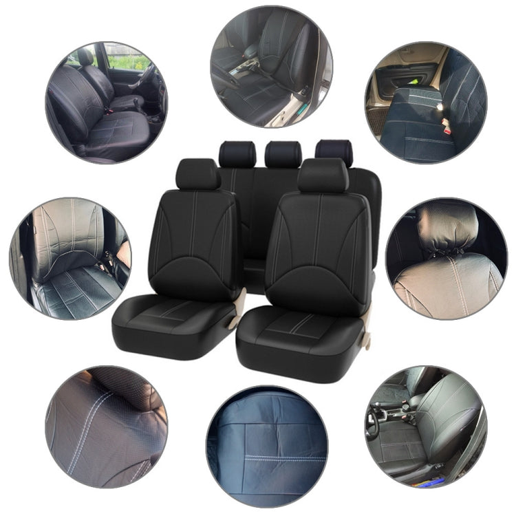 9 in 1 Universal PU Leather Four Seasons Anti-Slippery Cushion Mat Set for 5 Seat Car (Black) by buy2fix