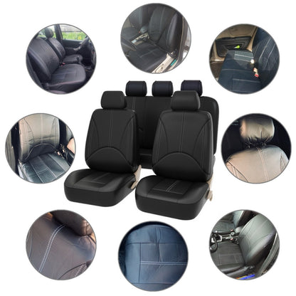 9 in 1 Universal PU Leather Four Seasons Anti-Slippery Cushion Mat Set for 5 Seat Car (Black) by buy2fix