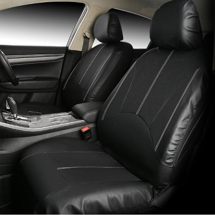 9 in 1 Universal PU Leather Four Seasons Anti-Slippery Cushion Mat Set for 5 Seat Car (Black) by buy2fix