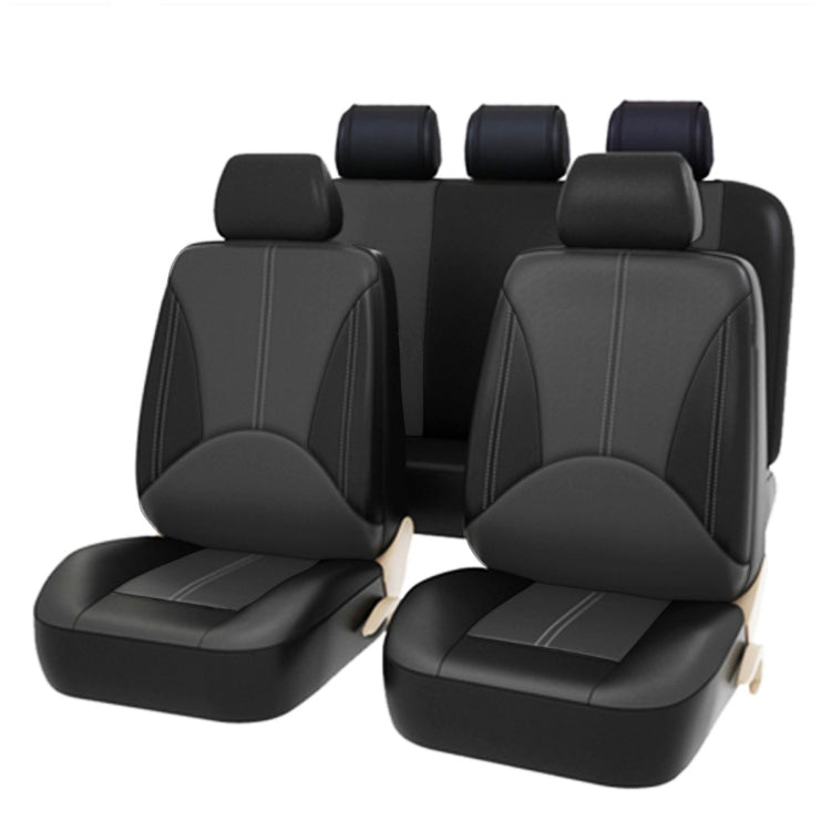 9 in 1 Universal PU Leather Four Seasons Anti-Slippery Cushion Mat Set for 5 Seat Car (Grey) by buy2fix