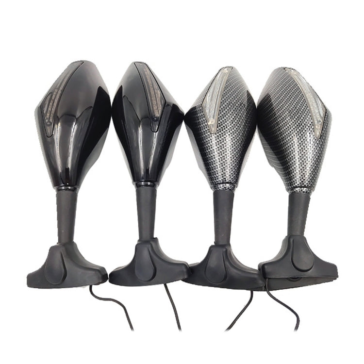 Motorcycle Modified Rear View Mirror Set with Light for Kawasaki (Carbon Fiber Black) by buy2fix