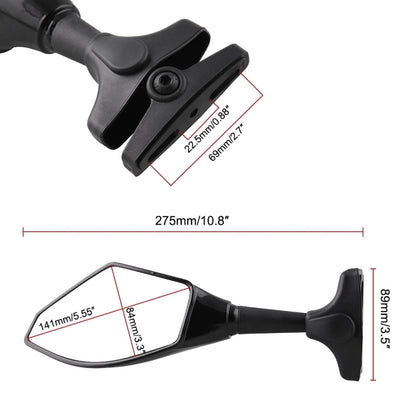 Motorcycle Modified Rear View Mirror Set with Light for Kawasaki (Carbon Fiber Black) by buy2fix