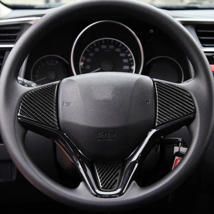 3 in 1 Car Carbon Fiber Steering Wheel Button Decorative Sticker for Honda Fit, Left and Right Drive Universal by buy2fix