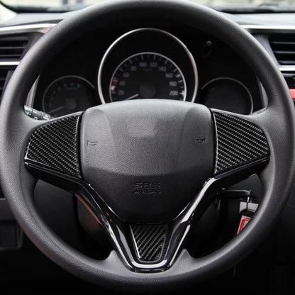 3 in 1 Car Carbon Fiber Steering Wheel Button Decorative Sticker for Honda Fit, Left and Right Drive Universal by buy2fix
