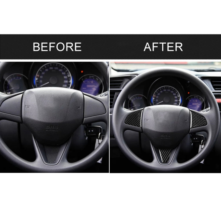 3 in 1 Car Carbon Fiber Steering Wheel Button Decorative Sticker for Honda Fit, Left and Right Drive Universal by buy2fix