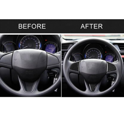 3 in 1 Car Carbon Fiber Steering Wheel Button Decorative Sticker for Honda Fit, Left and Right Drive Universal by buy2fix