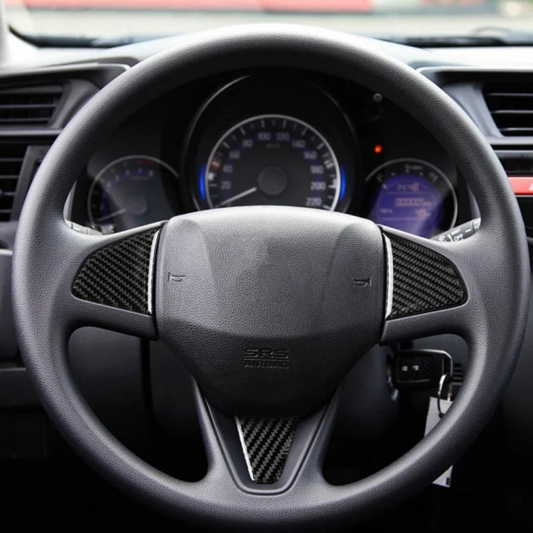 3 in 1 Car Carbon Fiber Steering Wheel Button Decorative Sticker for Honda Fit, Left and Right Drive Universal by buy2fix
