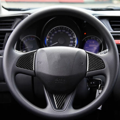 3 in 1 Car Carbon Fiber Steering Wheel Button Decorative Sticker for Honda Fit, Left and Right Drive Universal by buy2fix