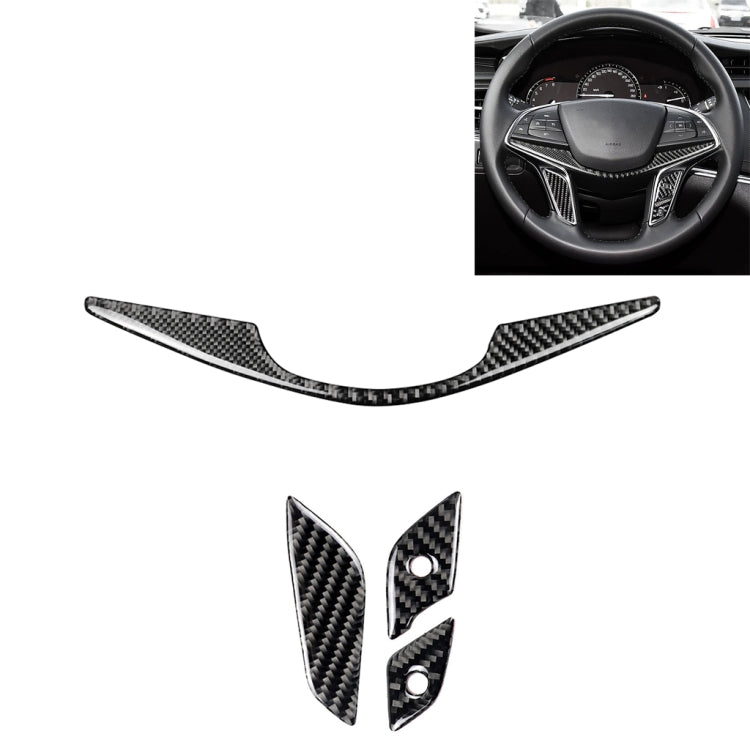 4 in 1 Car Carbon Fiber Steering Wheel Button Decorative Sticker for Cadillac xt5 2016-2017, Left and Right Drive Universal by buy2fix