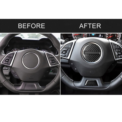 2 in 1 Car Carbon Fiber Steering Wheel Button Decorative Sticker for Chevrolet Camaro 2017-2019, Left and Right Drive Universal by buy2fix