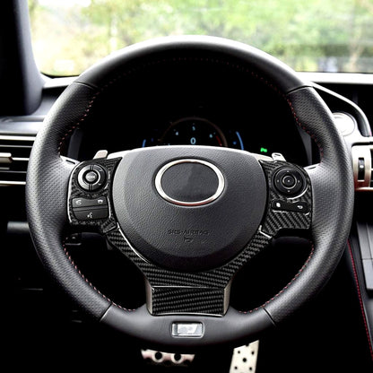4 in 1 Car Carbon Fiber Steering Wheel Button Decorative Sticker for Lexus IS250 NX200 200t 300h, Left and Right Drive Universal by buy2fix