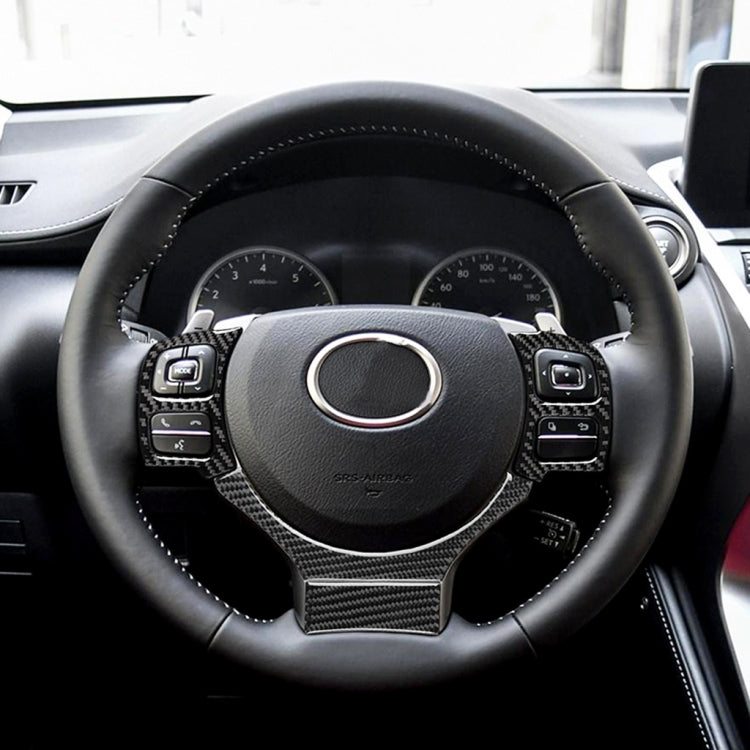 4 in 1 Car Carbon Fiber Steering Wheel Button Decorative Sticker for Lexus IS250 NX200 200t 300h, Left and Right Drive Universal by buy2fix