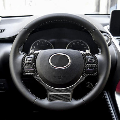 4 in 1 Car Carbon Fiber Steering Wheel Button Decorative Sticker for Lexus IS250 NX200 200t 300h, Left and Right Drive Universal by buy2fix