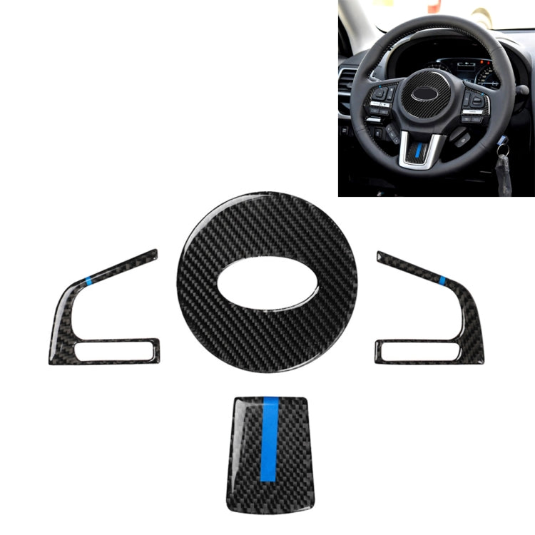 4 in 1 Car Carbon Fiber Blue Steering Wheel Button Decorative Sticker for Subaru Forester 2016-2018, Left and Right Drive Universal by buy2fix