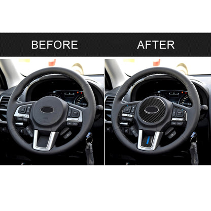 4 in 1 Car Carbon Fiber Blue Steering Wheel Button Decorative Sticker for Subaru Forester 2016-2018, Left and Right Drive Universal by buy2fix