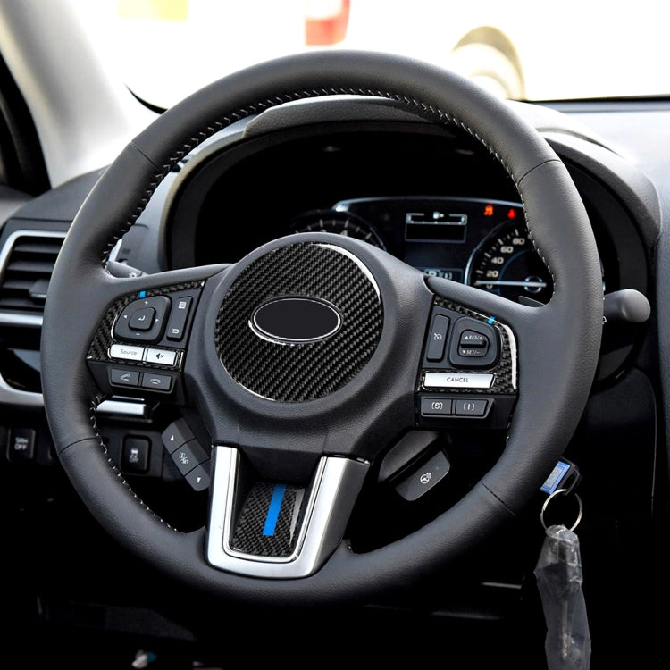 4 in 1 Car Carbon Fiber Blue Steering Wheel Button Decorative Sticker for Subaru Forester 2016-2018, Left and Right Drive Universal by buy2fix