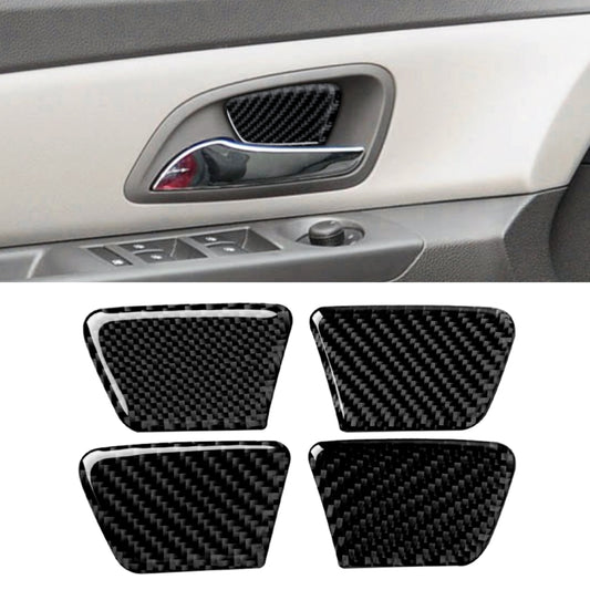 4 PCS Car Carbon Fiber Door Bowl Decorative Sticker for Chevrolet Cruze 2009-2015, Left and Right Drive Universal by buy2fix