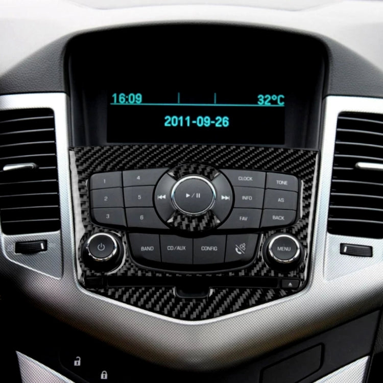 Car Carbon Fiber CD Panel Decorative Sticker for Chevrolet Cruze 2009-2015, Left and Right Drive Universal by buy2fix