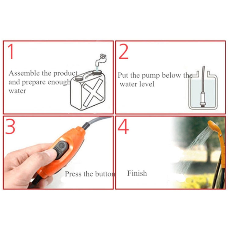 12V Portable Outdoor Universal Car Electric Shower Sprinkler Washer (Orange) - Car washing supplies by buy2fix | Online Shopping UK | buy2fix