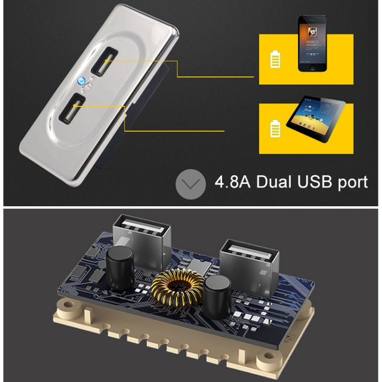 4.8A Short Cable RV Bus Modified Car Charger Dual USB Charger - Car Charger by buy2fix | Online Shopping UK | buy2fix