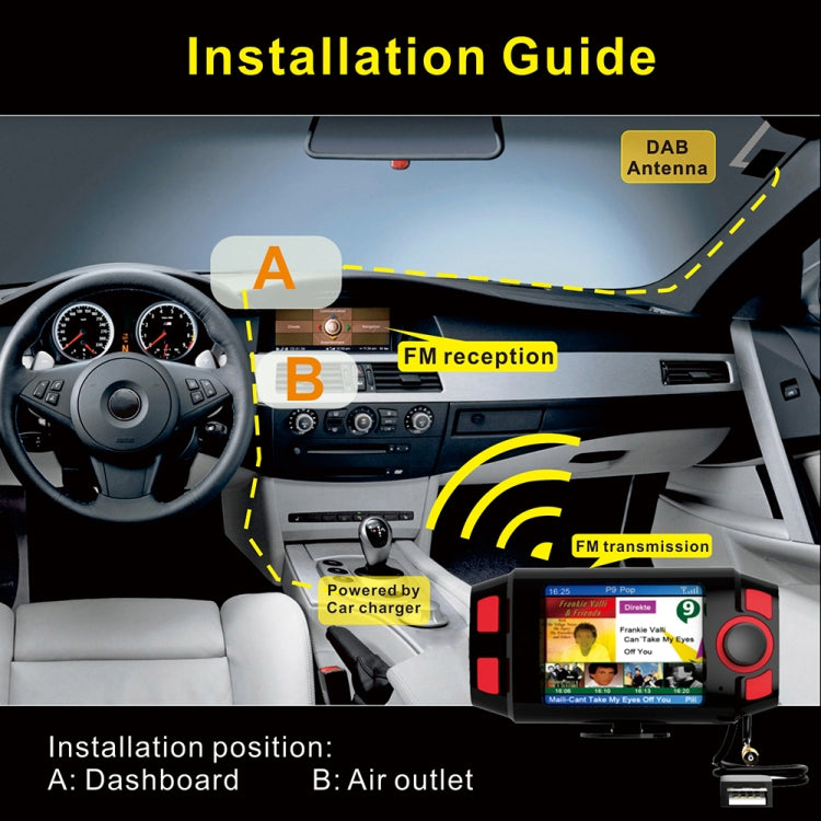 DAB-C8 Car DAB+ Digital Radio Receiver Color Screen Bluetooth Hands-free -  by buy2fix | Online Shopping UK | buy2fix