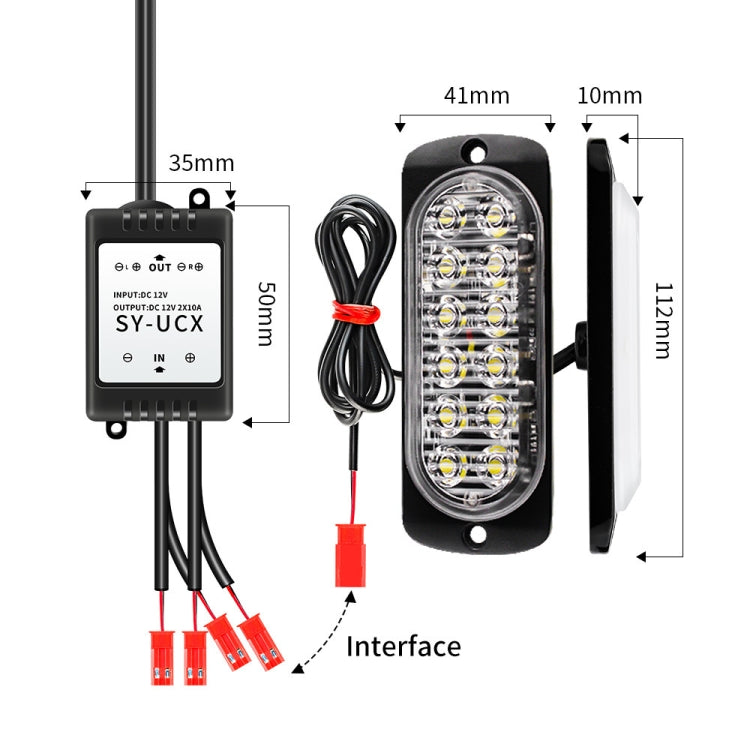 DC12V-24V / 18W 4 in 1 Front Grille Emergency Strobe Flash Warning Light Pickup 12LEDs Side Light Wireless Control 16 Modes (Blue Light) - In Car by buy2fix | Online Shopping UK | buy2fix