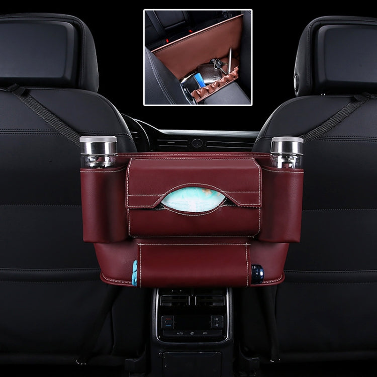 Car Front Seat Hanging Bag Paper Towel / Water Cup Storage Bag(Wine Red) by buy2fix