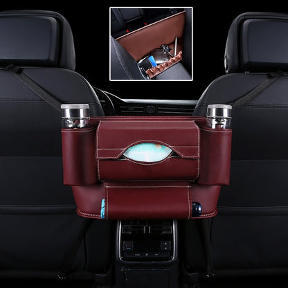 Car Front Seat Hanging Bag Paper Towel / Water Cup Storage Bag(Wine Red) by buy2fix