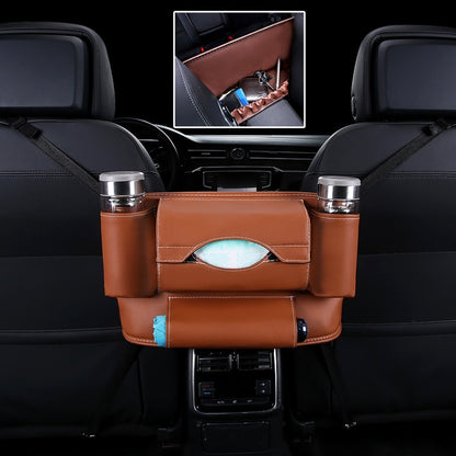 Car Front Seat Hanging Bag Paper Towel / Water Cup Storage Bag(Brown) by buy2fix