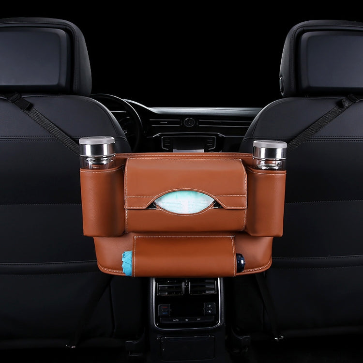 Car Front Seat Hanging Bag Paper Towel / Water Cup Storage Bag(Brown) by buy2fix