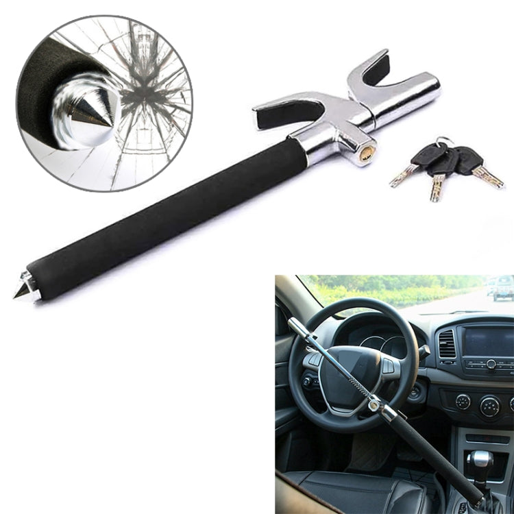 Car Adjustable Telescopic U Shape Steering Wheel Lock Anti-theft Cipher Lock with Safety Hammer by buy2fix