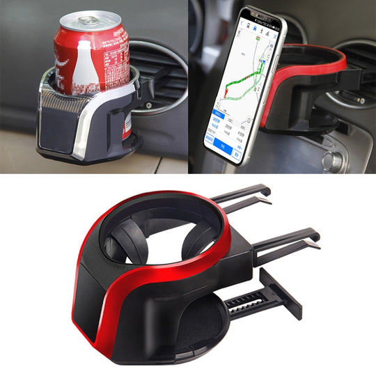 Support de téléphone de support de tasse de boisson de bâti magnétique de sortie d'air de voiture 2 en 1 (rouge)