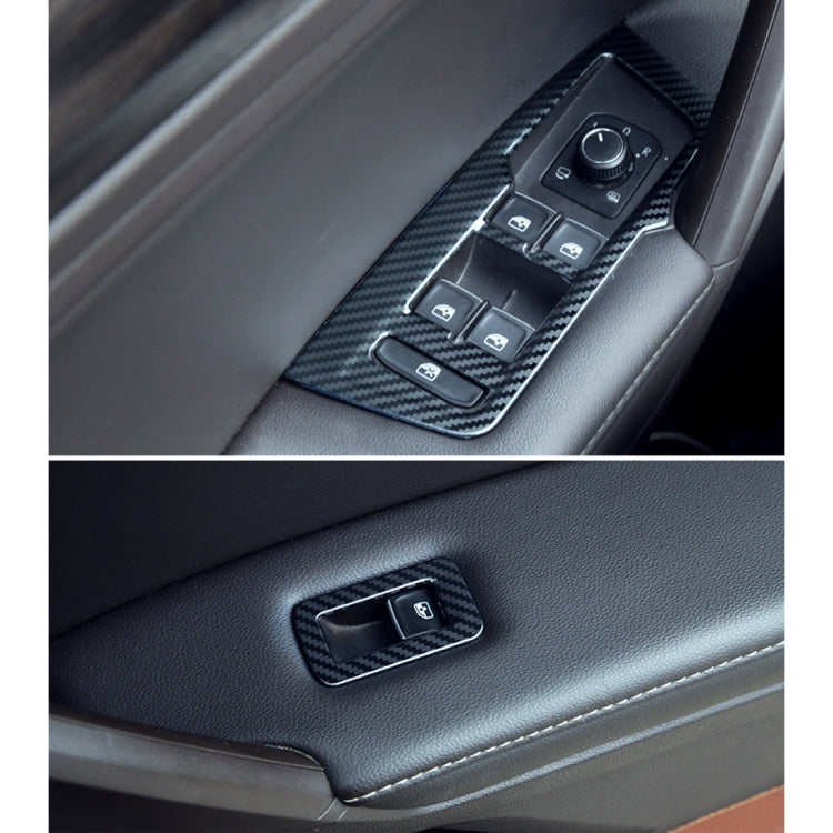 Car Carbon Fiber Window Glass Lifter Panel Decorative Sticker for Volkswagen Tiguan L 2019-2021 by buy2fix