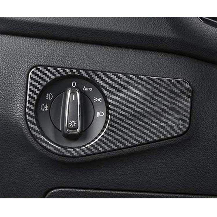 Car Carbon Fiber Headlight Switch Panel Decorative Sticker for Volkswagen Tiguan L 2019-2021, Low Configuration by buy2fix